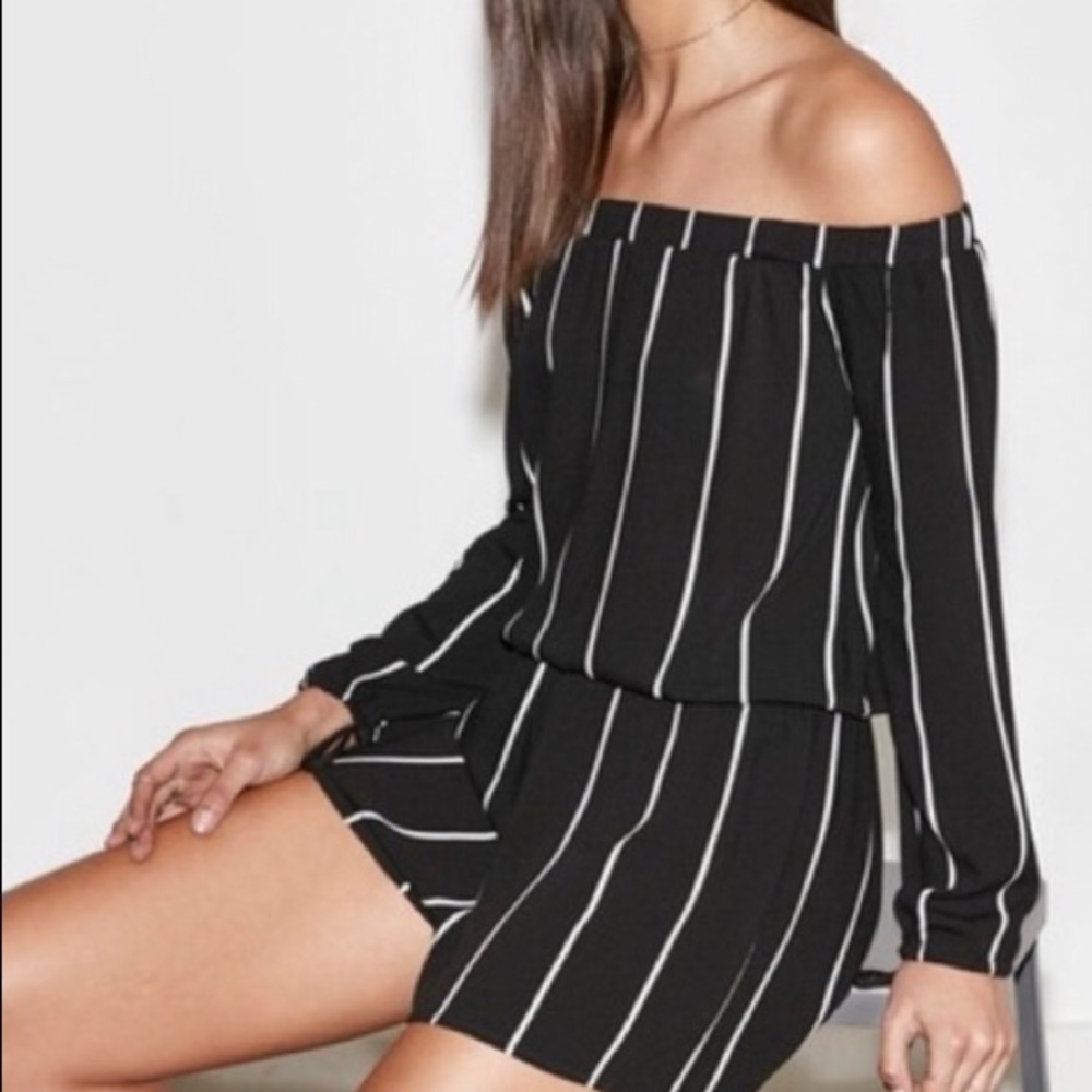 Kendall and Kylie black & white striped romper
